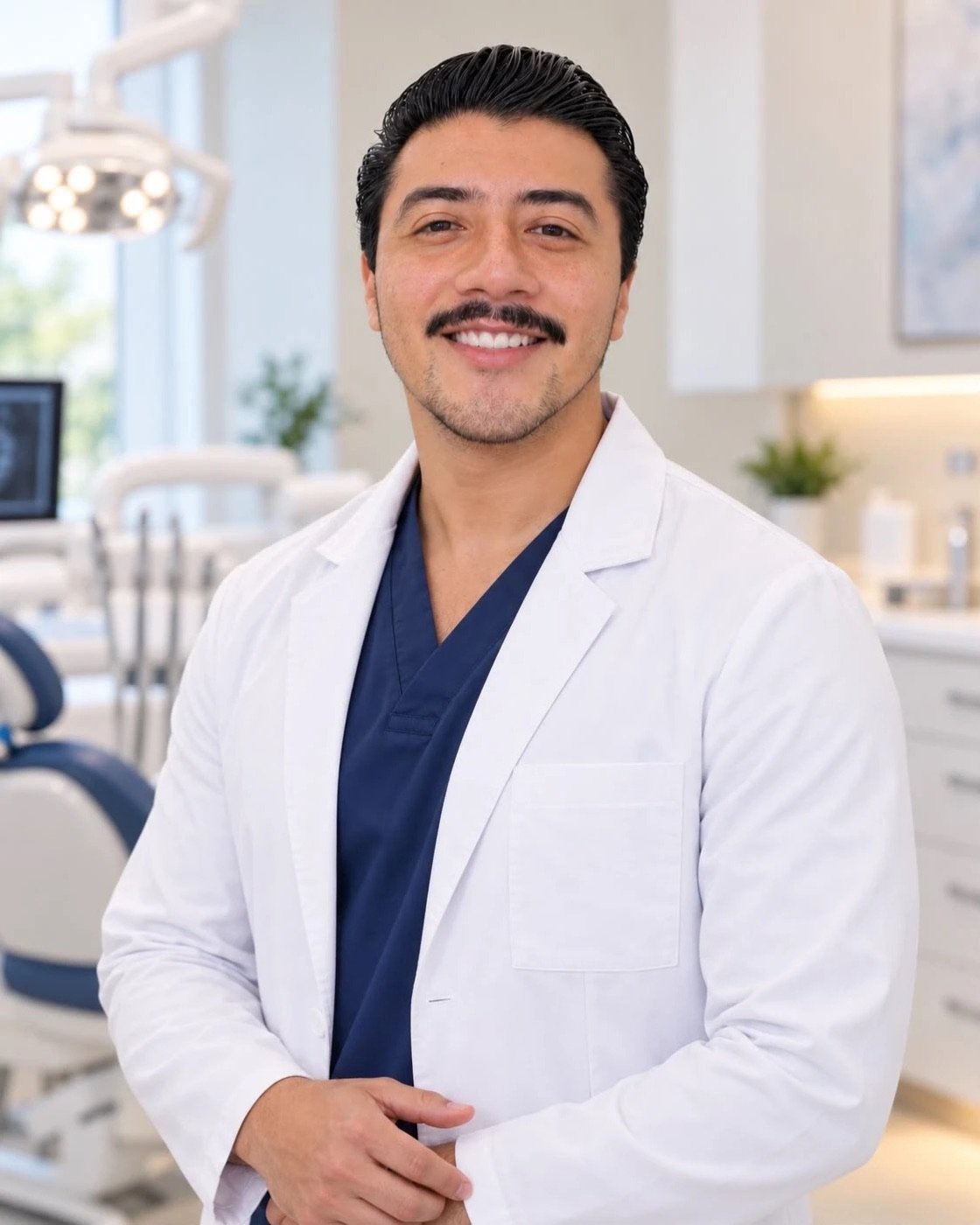 Retrato del Dr. Isaac Vargas en su consultorio